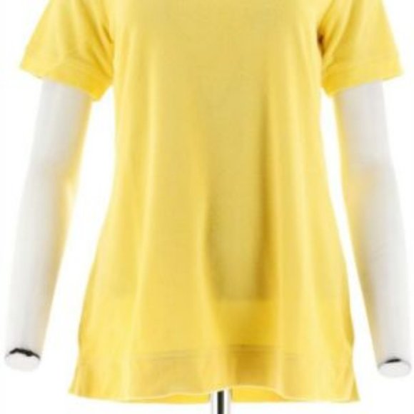 NWT DENIM & CO. SHORT SLV V-NECK TERRY TOP XXS - Picture 3 of 11